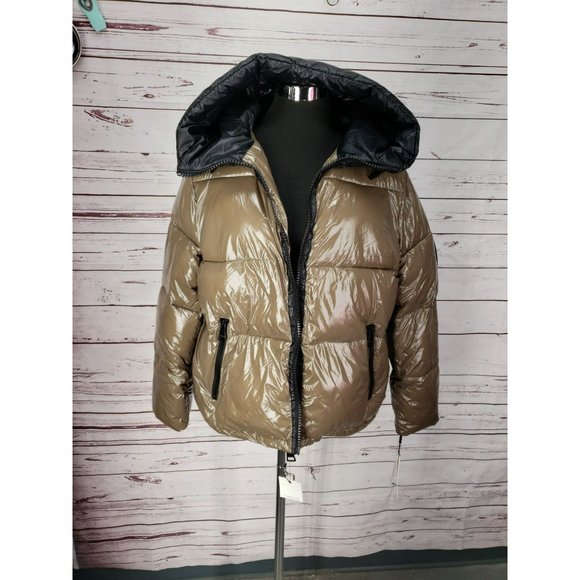 Calvin Klein Sorona Mura Superwet 400T Taupe Beige Insulated Puffer Jacket Size - Picture 4 of 13